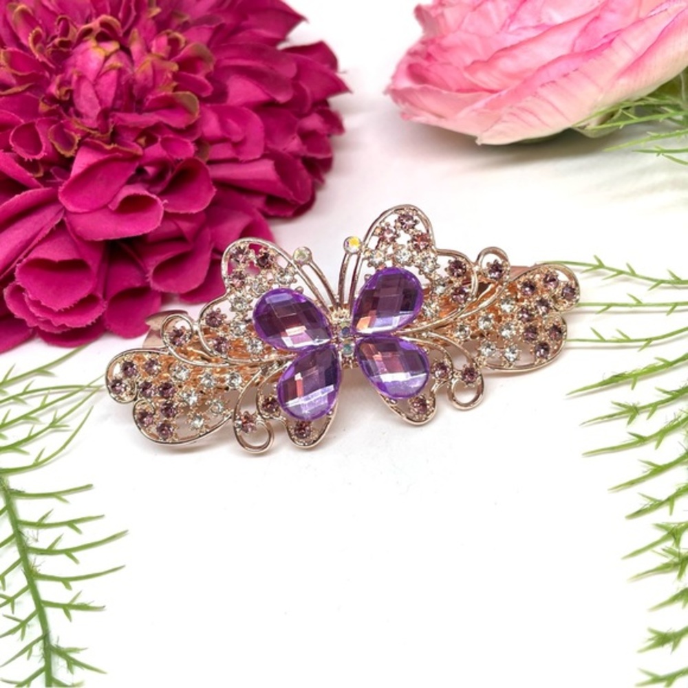 NEW⚜️Butterfly Lavender Crystal Embellished Hair Clip